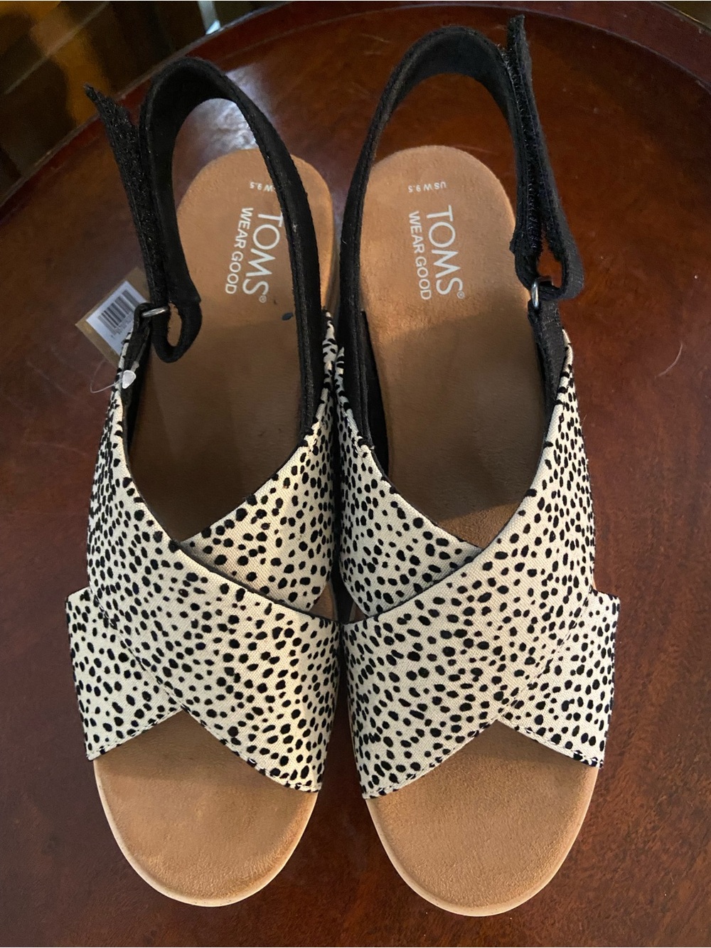 Toms Black & White Speckled Platform Slingback Sandal - Picture 4 of 6